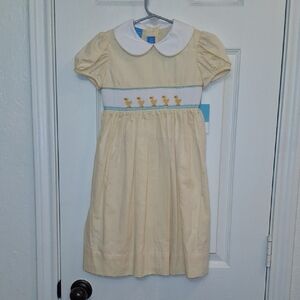 Anavini Ducks Charming Cream Kids Dress with Duck Embroidery 4T